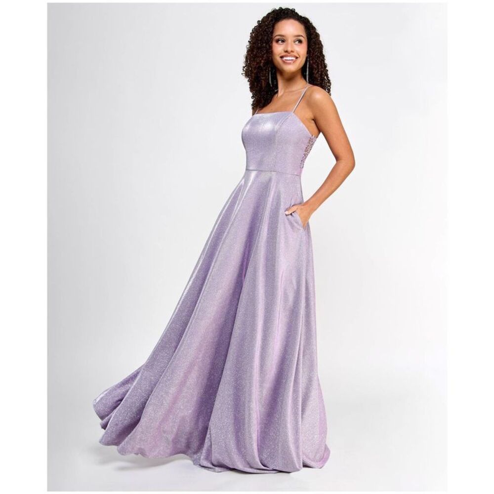City Studio Womens Lace Back Gown Dress, Purple, Juniors, 5/6, DM